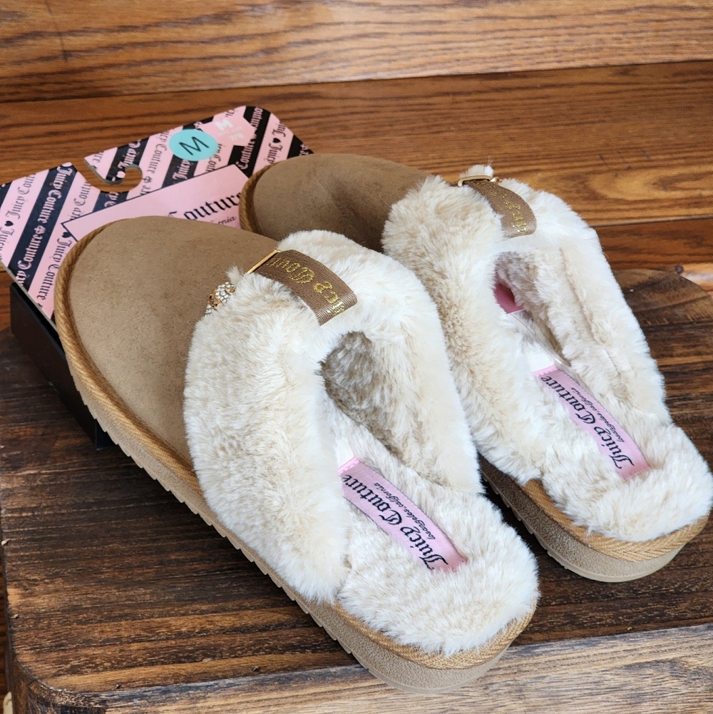 Juicy Couture Women's Darlene Natural Faux Fur Comfortable Mules Slippers - Picture 4 of 7
